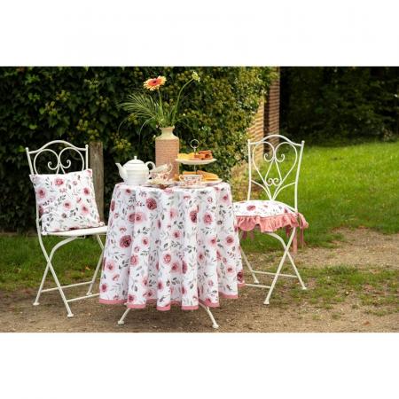 Clayre & Eef Küchenschürze 70x85 cm Weiß Rosa Baumwolle Rosen BBQ-Schürze