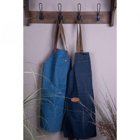 Clayre & Eef Küchenschürze 73x65 cm Blau Baumwolle Polyester BBQ-Schürze