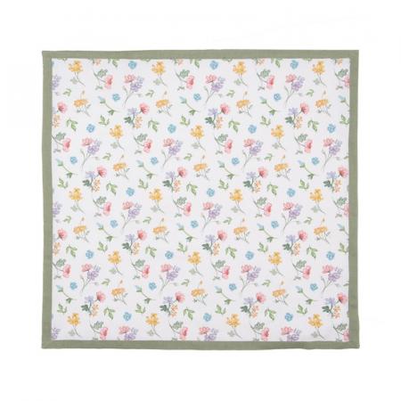 Clayre & Eef Servietten Baumwolle 6er Set 40x40 cm Weiß Grün Blumen Quadrat