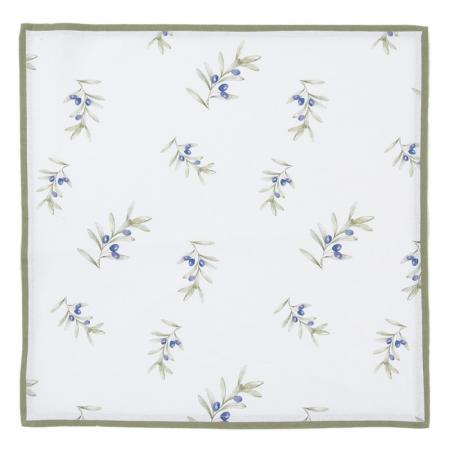 Clayre & Eef Servietten Baumwolle 6er Set 40x40 cm Weiß Oliven Quadrat