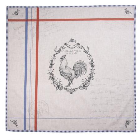 Clayre & Eef Tischdecke 150x150 cm Beige Baumwolle Hahn Quadrat Tischtuch