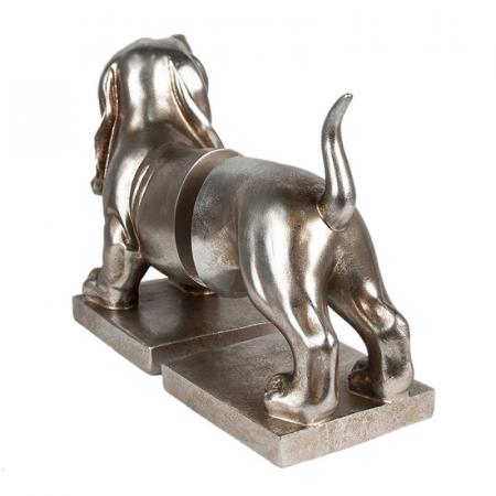 Clayre & Eef Bücherstützen 2-er Set Hund Dackel 36x12x19 cm Silberfarbig Kunststoff Buchhalter