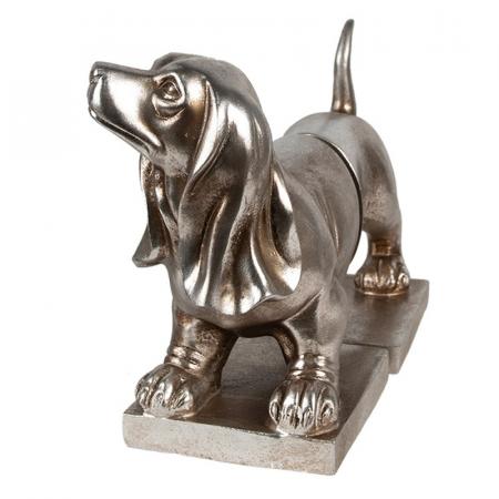 Clayre & Eef Bücherstützen 2-er Set Hund Dackel 36x12x19 cm Silberfarbig Kunststoff Buchhalter