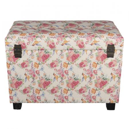 Clayre & Eef Pouf 60x36x43 cm Rosa Holz Textil Rechteck Hocker