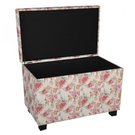 Clayre & Eef Pouf 60x36x43 cm Rosa Holz Textil Rechteck Hocker