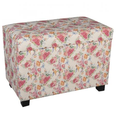 Clayre & Eef Pouf 60x36x43 cm Rosa Holz Textil Rechteck Hocker