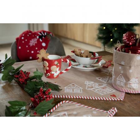Clayre & Eef Geschirrtuch 50x70 cm Braun Baumwolle Lebkuchenhaus Küchentuch