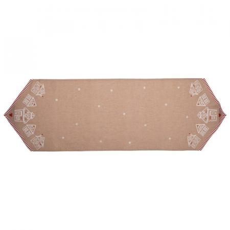 Clayre & Eef Tischläufer 50x160 cm Braun Baumwolle Lebkuchenhaus