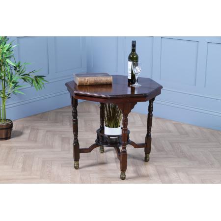 edwardianischer Tisch aus Walnuss, achteckiger Beistelltisch