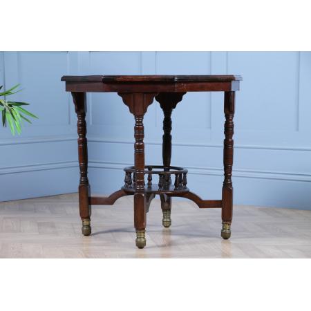 edwardianischer Tisch aus Walnuss, achteckiger Beistelltisch