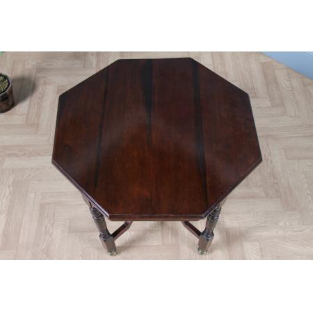 edwardianischer Tisch aus Walnuss, achteckiger Beistelltisch