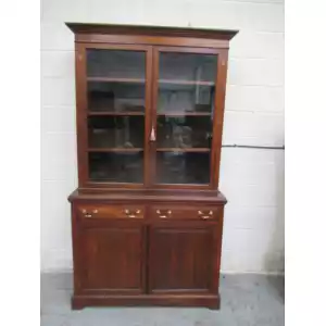 Eleganter edwardianischer Mahagoni-Bücher- und Geschirrschrank – Stilvoll & Praktisch