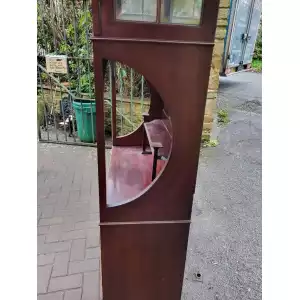 Hochwertiger viktorianischer Arts & Crafts Mahagoni-Vitrinenschrank mit mundgeblasenen Glasscheiben (ca. 19. Jahrhundert)