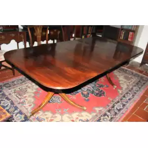 Edler Regency-Stil Mahagoni-Esstisch mit zwei Säulen & Einlegeplatte – Platz für 8–10 Personen (ca. 1920)