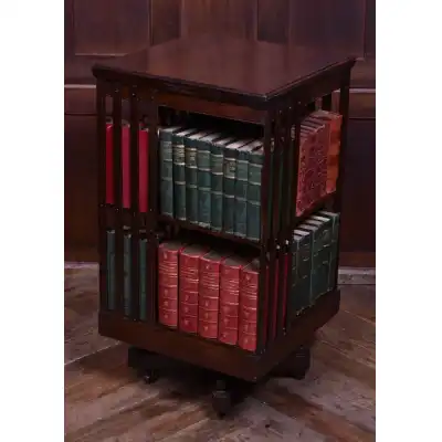 Antiker edwardianischer Mahagoni-Dreh-Bücherständer – Praktisch & Elegant