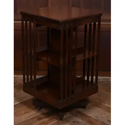 Antiker edwardianischer Mahagoni-Dreh-Bücherständer – Praktisch & Elegant