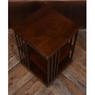 Antiker edwardianischer Mahagoni-Dreh-Bücherständer – Praktisch & Elegant