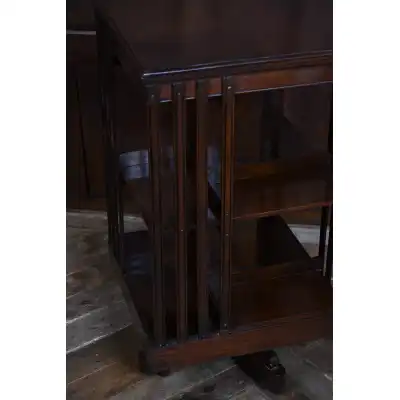 Antiker edwardianischer Mahagoni-Dreh-Bücherständer – Praktisch & Elegant