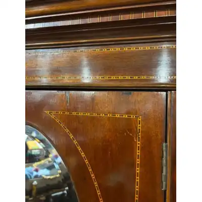 Antiker Edwardianischer Mahagoni-Kleiderschrank mit Spiegel & Intarsien – Eleganz & Funktionalität