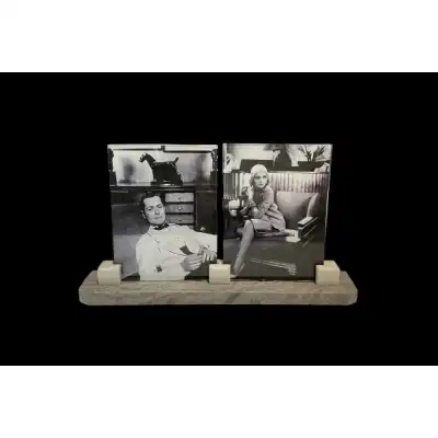 Französischer Art-Déco-Doppel-Bilderrahmen aus Marmor – Eleganz der 1930er Jahre