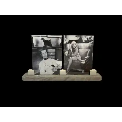 Französischer Art-Déco-Doppel-Bilderrahmen aus Marmor – Eleganz der 1930er Jahre