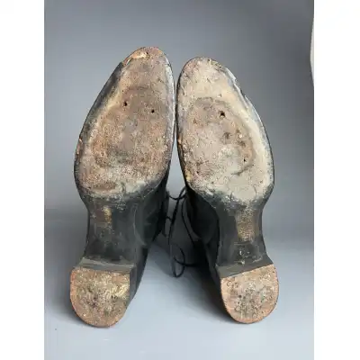 Antike Edwardianische Damenstiefel aus schwarzem Leder – Kanadische Maßanfertigung