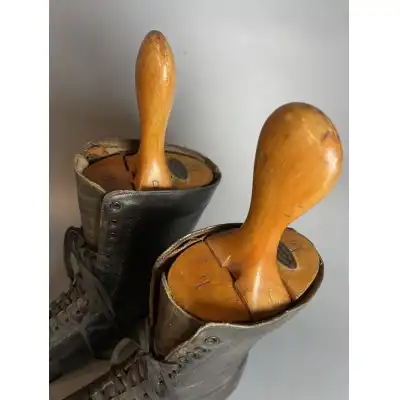 Antike Edwardianische Damenstiefel aus schwarzem Leder – Kanadische Maßanfertigung