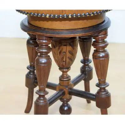 Viktorianischer Klavier- oder Schminktischhocker 