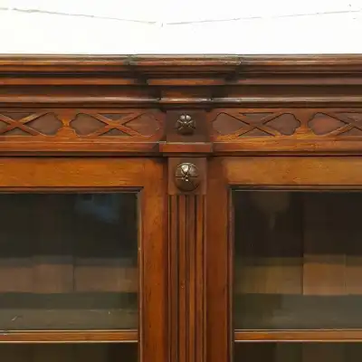Viktorianische Vitrine-Bücherschrank aus Mahagoni 