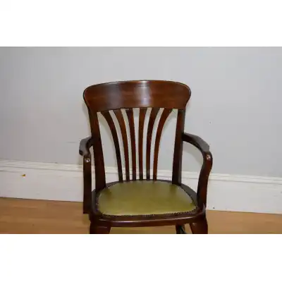 Antiker Edwardianischer Schreibtischstuhl aus Buchen- und Birkenholz