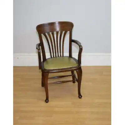 Antiker Edwardianischer Schreibtischstuhl aus Buchen- und Birkenholz