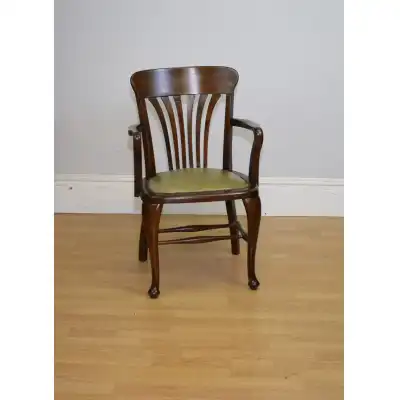 Antiker Edwardianischer Schreibtischstuhl aus Buchen- und Birkenholz