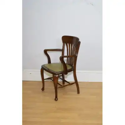 Antiker Edwardianischer Schreibtischstuhl aus Buchen- und Birkenholz