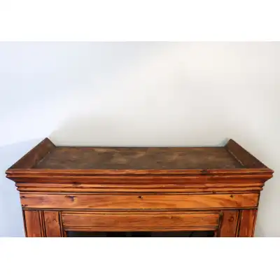 Vintage Schrank mit Glastür aus Kiefernholz