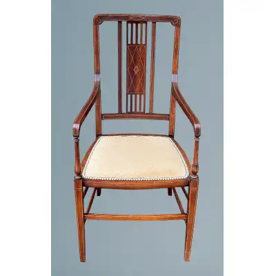 Antiker Edwardianischer Mahagoni-Armstuhl