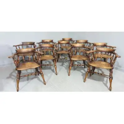 Antike Set von 10 Englischen Esszimmerstühlen
