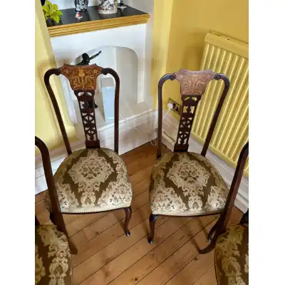Set aus vier Edwardianischen Mahagonistühlen mit Intarsien
