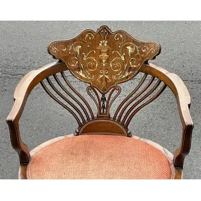 Original Edwardianischer Mahagoni-Armlehnstuhl