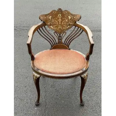 Original Edwardianischer Mahagoni-Armlehnstuhl