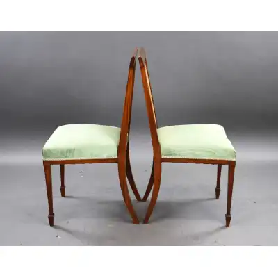 Edwardianisches Paar handbemalter Satinholzstühle