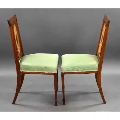 Edwardianisches Paar handbemalter Satinholzstühle