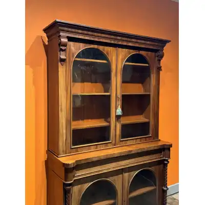 Viktorianisches Mahagoni Bücherregal-Vitrinenschrank – Antikes Meisterstück von ca. 1870