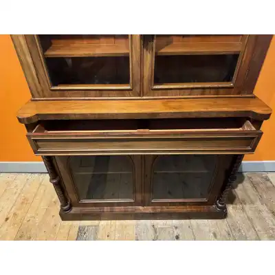 Viktorianisches Mahagoni Bücherregal-Vitrinenschrank – Antikes Meisterstück von ca. 1870