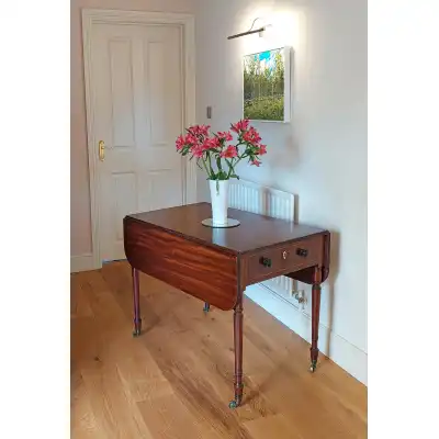 Regency Mahagoni Pembroke-Tisch mit 2 Schubladen & Teebox – Antik