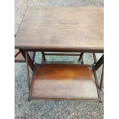 Art & Crafts Eichen-Beistelltisch mit klappbaren Seiten – Antik, ca. 1900