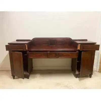 Regency Mahagoni-Landhaus-Sideboard/Schreibtisch mit Schubladen & Schränken – Antik