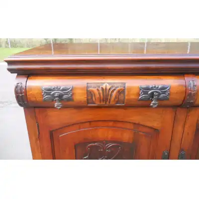 Edwardianisches Mahagoni-Sideboard mit Spiegelrückwand