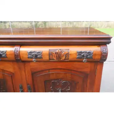 Edwardianisches Mahagoni-Sideboard mit Spiegelrückwand
