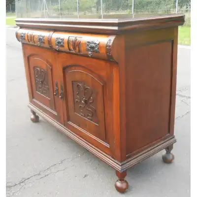Edwardianisches Mahagoni-Sideboard mit Spiegelrückwand