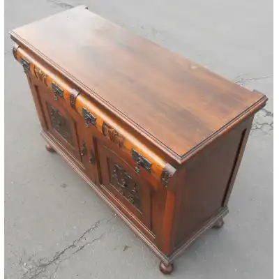 Edwardianisches Mahagoni-Sideboard mit Spiegelrückwand